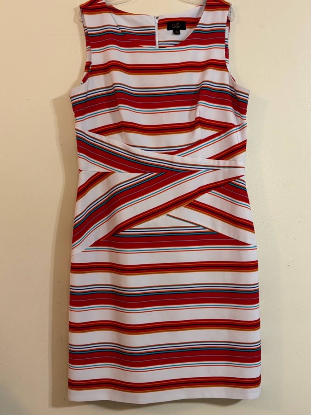 Vibrant Striped Slimming and Flattering Dress in Red and White